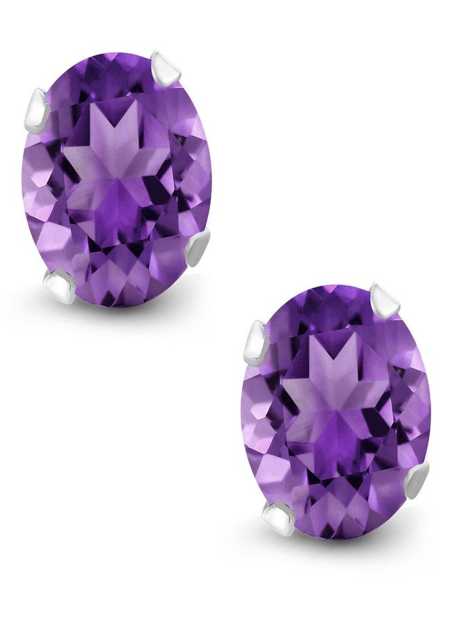 Gem Stone King 925 Sterling Silver Purple Amethyst Stud Earrings For Women Men (1.50 Carat Cttw, Round 6MM) - Image 2